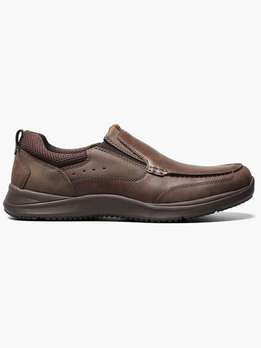 Mens Nunn Bush Conway Moc Toe Slip Ons in Dark Brown. 84846